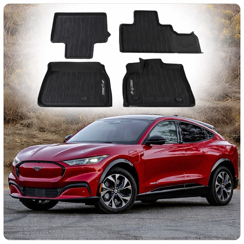 NIB 2021-2025 Ford Mustang Mach-E 4pc Pony Logo All Weather Floor Liner Trays